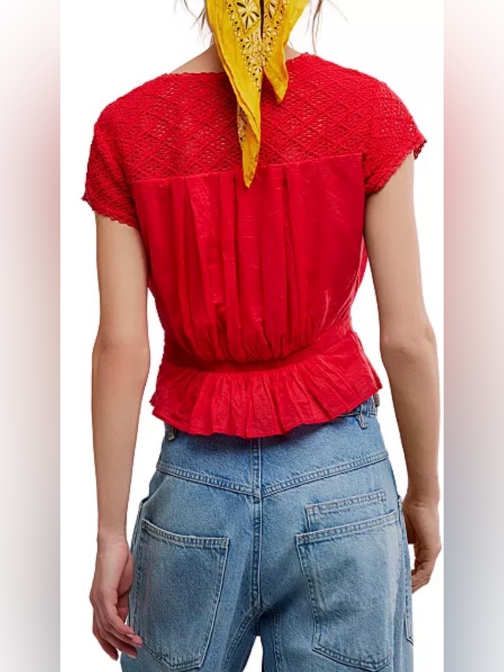 Gemma Embroidered Boat Neck Top NWOT high risk red - Picture 6 of 7